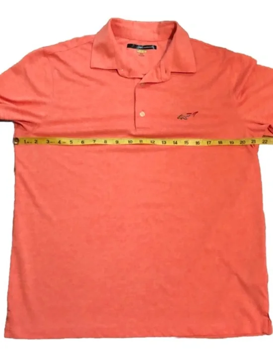 Greg Norman Play Dry Performance Golf Polo – Salmon Coral Orange Shark Logo - Picture 4 of 8